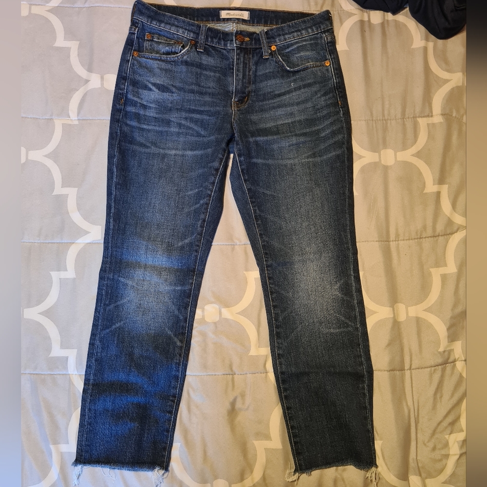 Madewell Women's Jeans The Slim Boy style G7200 Straight Leg Raw Hems size 27